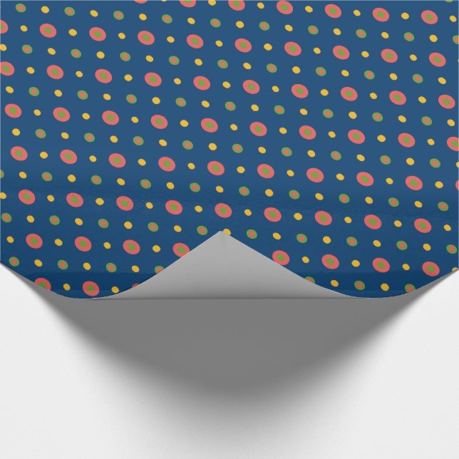 Papier Cadeau Pois irrités sur papier d'enveloppement bleu marin (Coin)