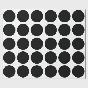 Papier Cadeau Pois noir grand Motif géométrique blanc