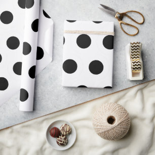 Papier Cadeau Pois noirs en blanc