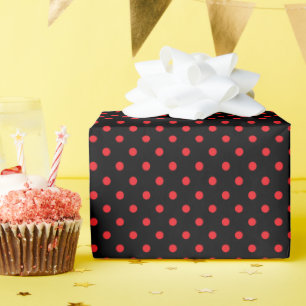 Papier Cadeau Pois noirs et rouges