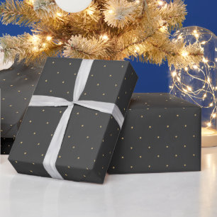 Papier Cadeau Pois or minuscule et satin noir