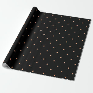 Papier Cadeau Pois rose d'or de Faux moderne sur le noir
