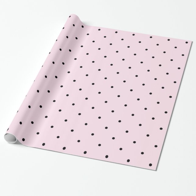 Papier Cadeau Pois rose et noir Girly chic (Déroulé)
