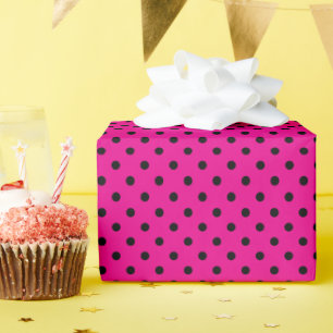Papier Cadeau Pois roses et noirs chauds