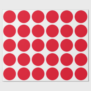 Papier Cadeau Pois rouges Grand Motif géométrique Blanc