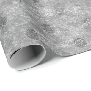 Papier Cadeau Pois velours Polka Minuscule en argent Pois gris