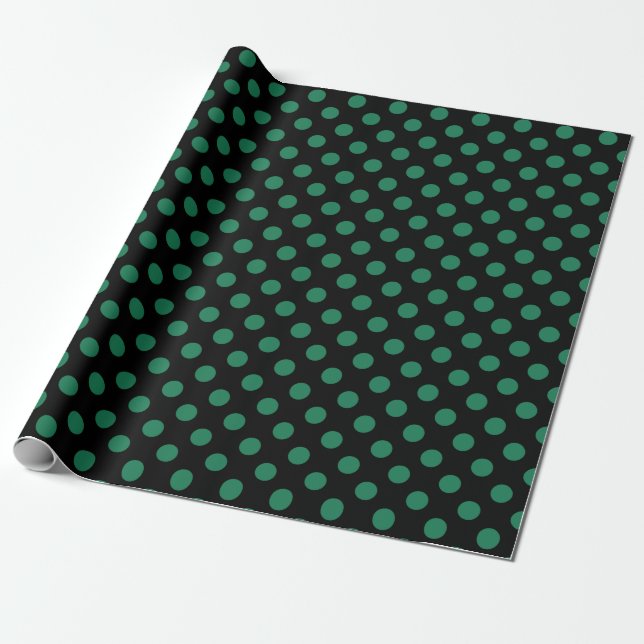 Papier Cadeau Pois vert et noir (Déroulé)