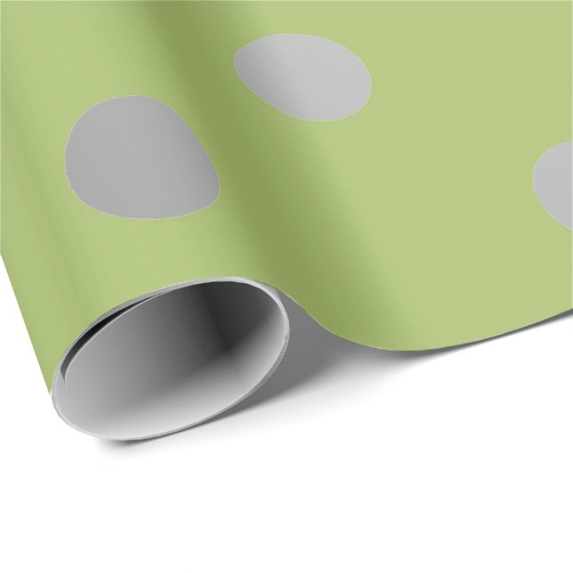 Papier Cadeau Pois vert vert vert vert vert pois gris argenté (Coin rond)