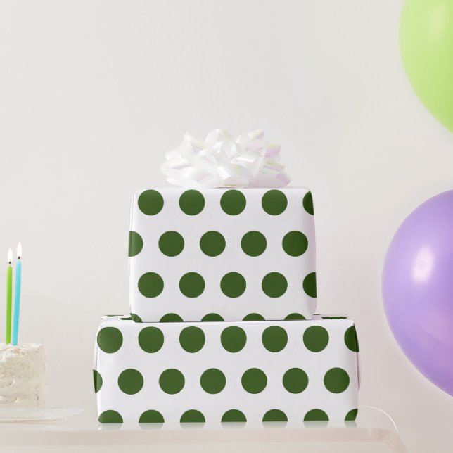 Papier Cadeau Pois verts simple rétro (Cadeaux de fête)