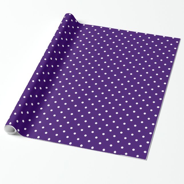Papier Cadeau Pois violets et blancs (Déroulé)