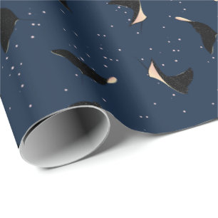 Papier Cadeau Poisson à raies marines tachetées en bleu profond