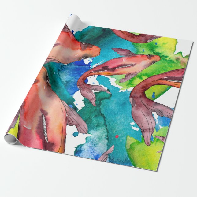 Papier Cadeau Poisson aquatique. Mer rouge et poissons exotiques (Déroulé)