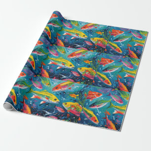 PAPIER CADEAU POISSON COLORÉ