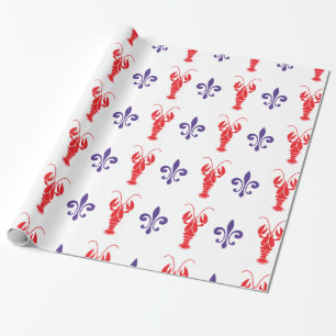 Papier Cadeau Poisson-crevette & Fleur de Lis Papier à enveloppe