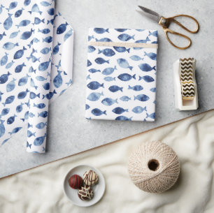 Papier Cadeau Poisson de l'océan bleu 