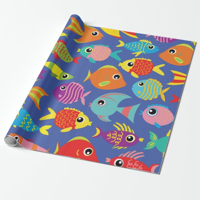 Papier Cadeau Poisson d'or Aquarium Cute 1er Anniversaire Papier (Déroulé)