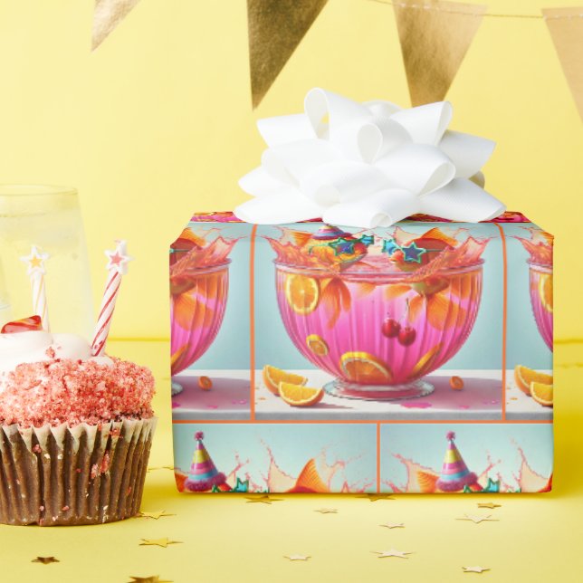 Papier Cadeau Poisson d'or de fête d'anniversaire dans le bol de (Fête d'anniversaire)