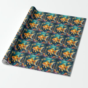 Papier Cadeau Poisson d'or sous-marin