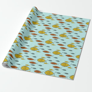 Papier Cadeau Poisson moderne du milieu du siècle Poisson atomiq