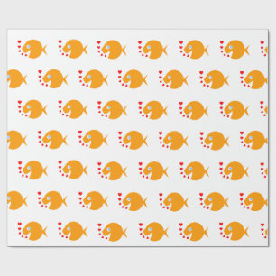 Papier Cadeau Poisson rouge mignon de bande dessinée de natatio