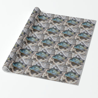 Papier Cadeau Poisson rouge sur quai et corde
