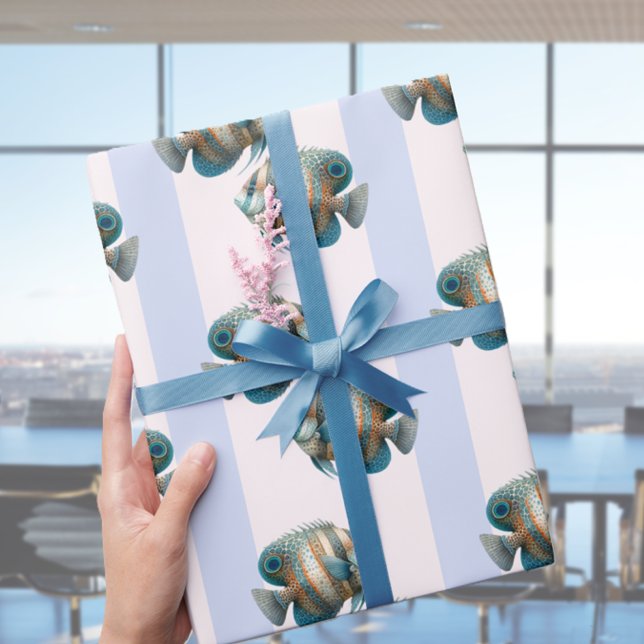 Papier Cadeau Poisson Tropical De Luxe Moderne (Modern Elegant Tropical Fish Wrapping Paper)