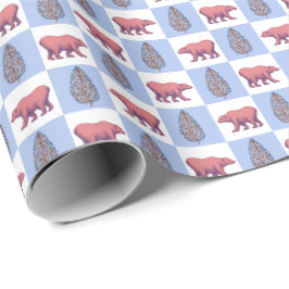 Papier Cadeau Polar Bears and Block Print Topiary Wrapping Paper