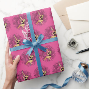 Papier Cadeau Pôle Fitness Mandala Flower Black Pink