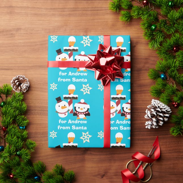 Papier Cadeau Pôle Nord personnalisé Snowman Penguin Noël (Cadeau de vacances)