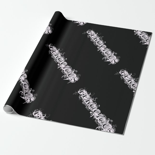 Papier Cadeau Police de style tatouage féROCIEUX (Déroulé)