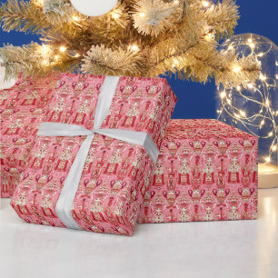 Papier Cadeau Polichinelles, Enchantant Ballet Casse-Noix Rose