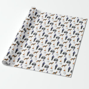 Papier Cadeau Policier, chien policier, K9 dirigeant, voiture de