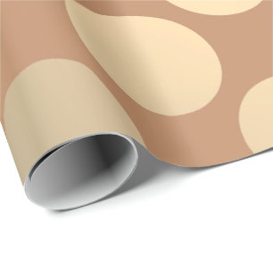 Papier Cadeau Polka Big Dots Brown Beige Foxier Gold Ivory
