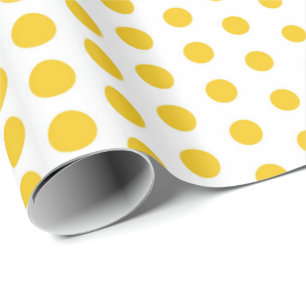 Papier Cadeau Polka de citron profond Point blanc moderne