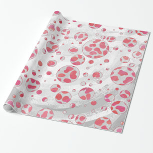 Papier Cadeau Polka Dot Dalmatie rose et blanc