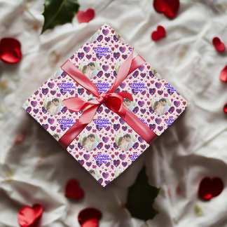 Papier Cadeau Polka Dot Hearts Photo personnalisée