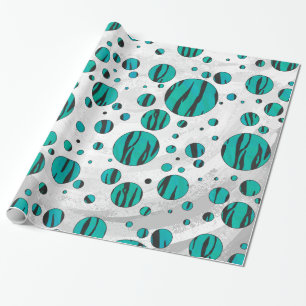 Papier Cadeau Polka Dot Tiger noir et Turquoise