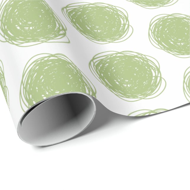 Papier Cadeau Polka Dot vert et blanc (Coin rond)