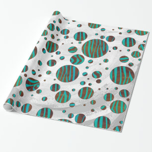 Papier Cadeau Polka Dot Zebra Brown et Turquoise