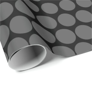 Papier Cadeau Polka gris point noir moderne