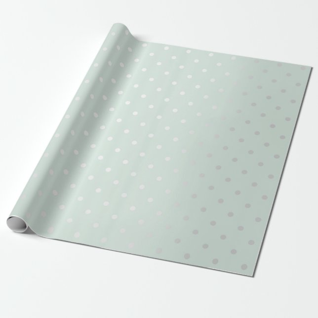 Papier Cadeau Polka Minuscules petits points gris bleu Tiffany A (Déroulé)