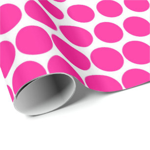 Papier Cadeau Polka rose profonde Point blanc moderne
