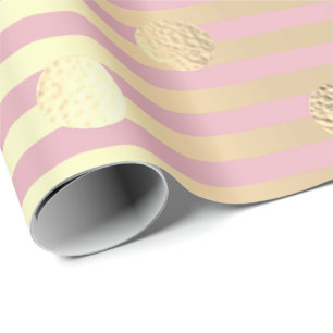 Papier Cadeau Polka Small Dots Grilles Pink Pastel Foxier Gold