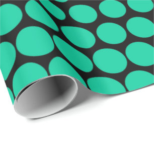 Papier Cadeau Polka verte des Caraïbes - Noir moderne
