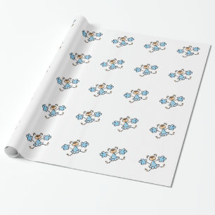 Papier Cadeau Pom-pom girl Bleu Bébé