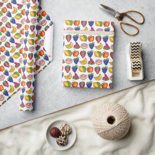 Papier Cadeau Pomme Banane citron citron Lime Raisins Fruit Berr