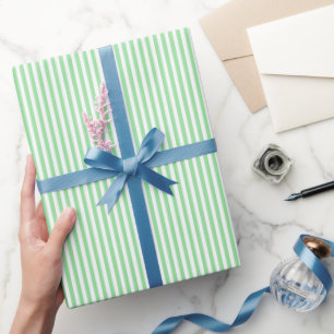 Papier Cadeau Pomme Granny Smith Verte et Rayures Blanches