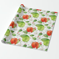 Pommes aquarelles. Fruits verts et rouges. Jardin
