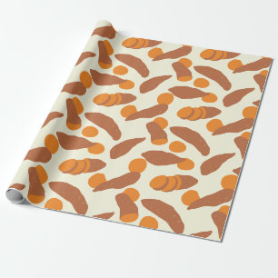 Papier Cadeau Pommes de terre ou ignames Brown, Orange, Crème