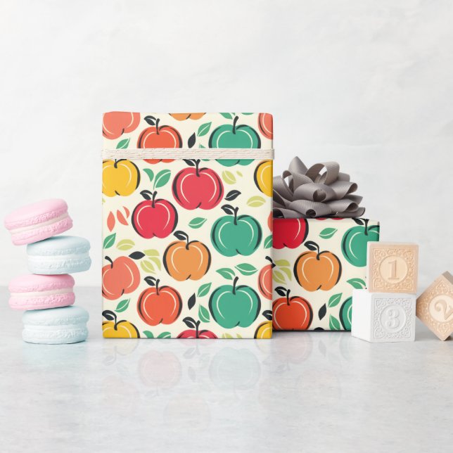 Papier Cadeau Pommes et Feuille Galore ! Bonne récolte (Baby Shower)